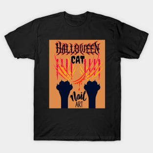Halloween Cat Nail Art T-Shirt